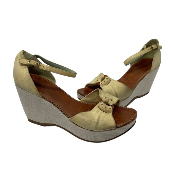Henri Cuir for Barney’s New York Vintage leather platform ankle strap sandals